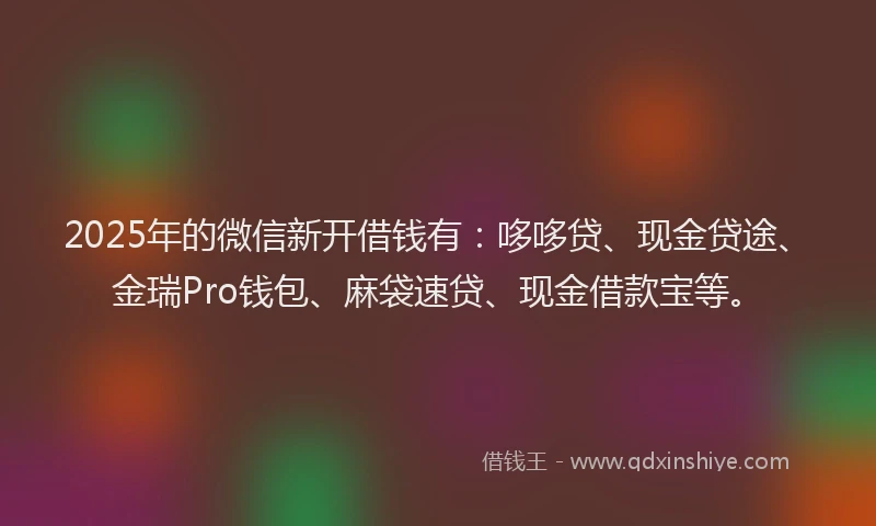 2025年的微信新开借钱有：哆哆贷、现金贷途、金瑞Pro钱包、麻袋速贷、现金借款宝等。