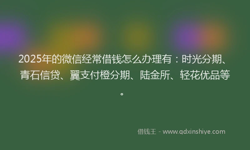 2025年的微信经常借钱怎么办理有：时光分期、青石信贷、翼支付橙分期、陆金所、轻花优品等。