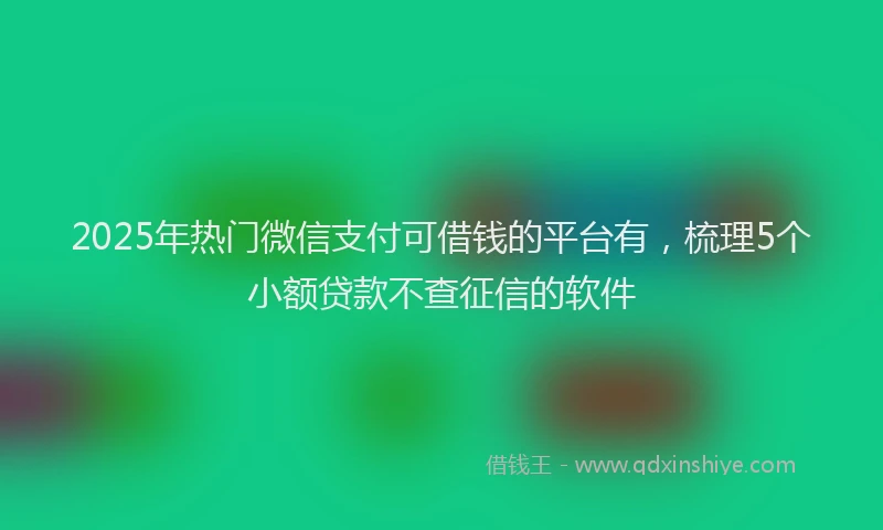 2025年热门微信支付可借钱的平台有，梳理5个小额贷款不查征信的软件