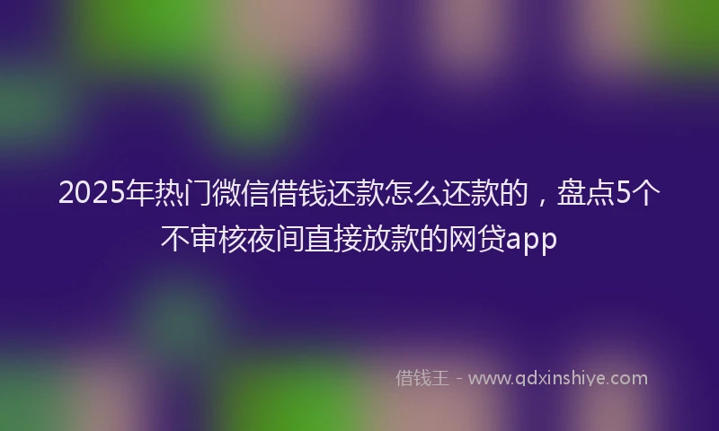 2025年热门微信借钱还款怎么还款的，盘点5个不审核夜间直接放款的网贷app
