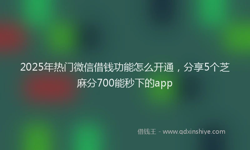 2025年热门微信借钱功能怎么开通，分享5个芝麻分700能秒下的app