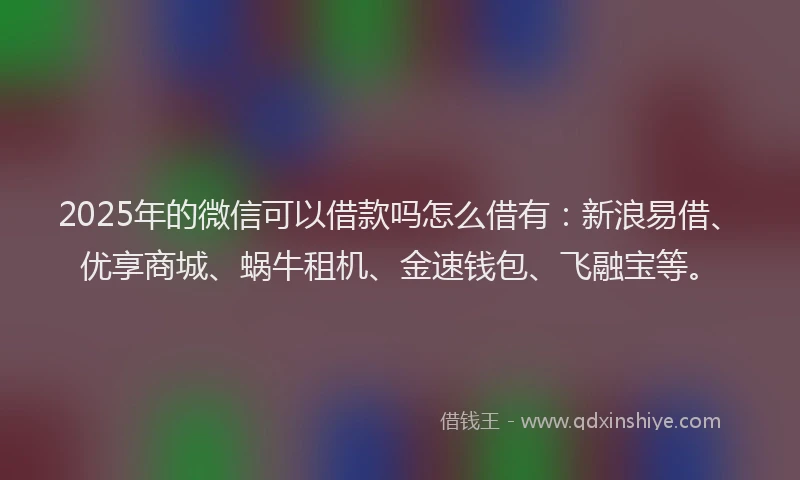 2025年的微信可以借款吗怎么借有：新浪易借、优享商城、蜗牛租机、金速钱包、飞融宝等。