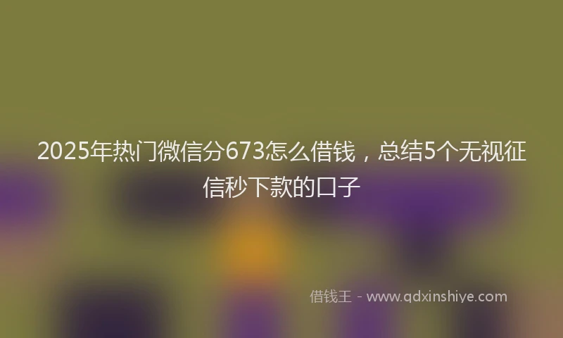 2025年热门微信分673怎么借钱，总结5个无视征信秒下款的口子