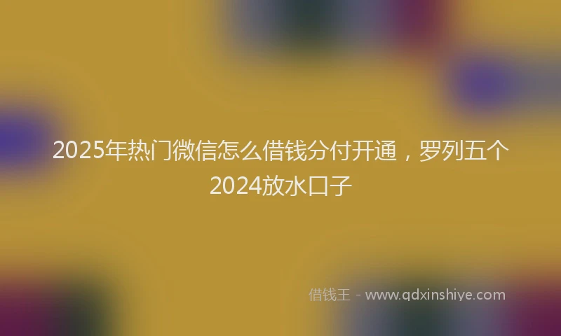 2025年热门微信怎么借钱分付开通，罗列五个2024放水口子