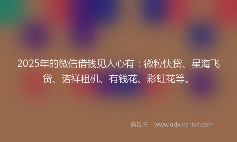 2025年的微信借钱见人心有：微粒快贷、星海飞贷、诺祥租机、有钱花、彩虹花等。