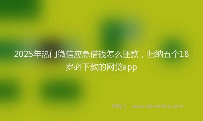 2025年热门微信应急借钱怎么还款，归纳五个18岁必下款的网贷app
