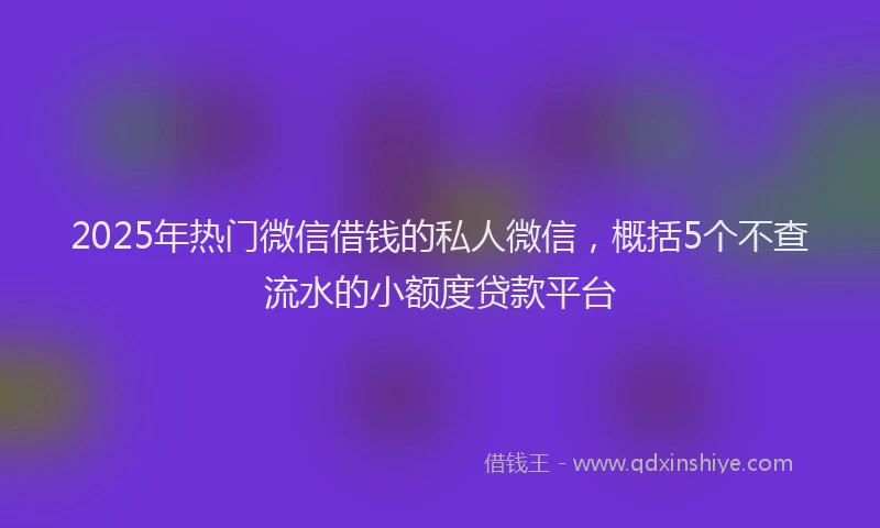 2025年热门微信借钱的私人微信，概括5个不查流水的小额度贷款平台