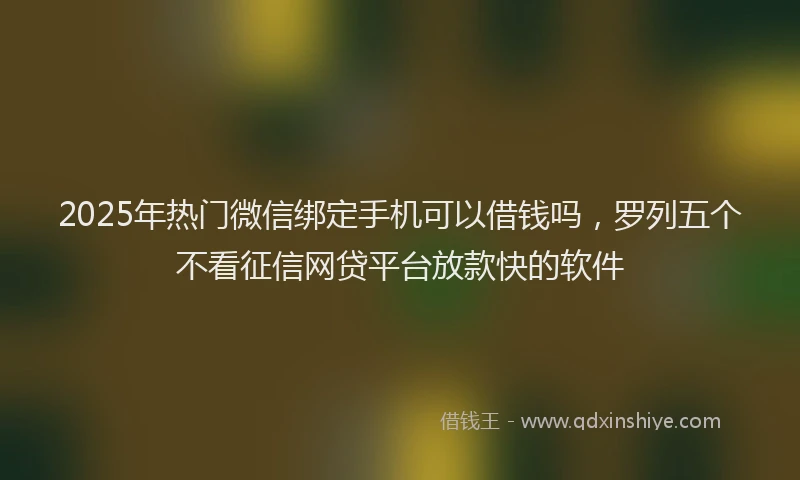 2025年热门微信绑定手机可以借钱吗，罗列五个不看征信网贷平台放款快的软件