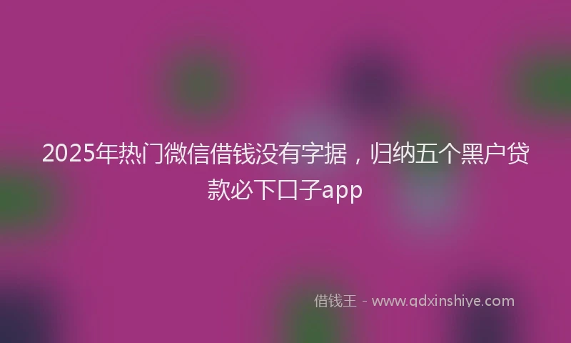 2025年热门微信借钱没有字据，归纳五个黑户贷款必下口子app