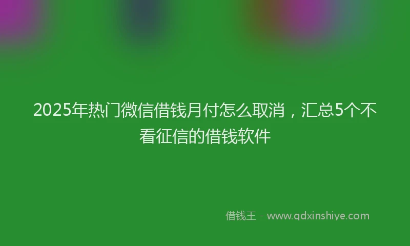 2025年热门微信借钱月付怎么取消，汇总5个不看征信的借钱软件