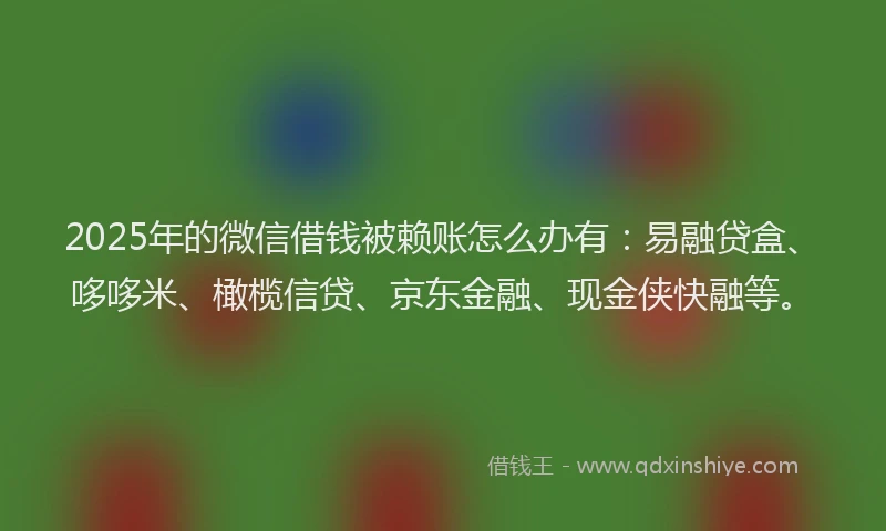 2025年的微信借钱被赖账怎么办有：易融贷盒、哆哆米、橄榄信贷、京东金融、现金侠快融等。