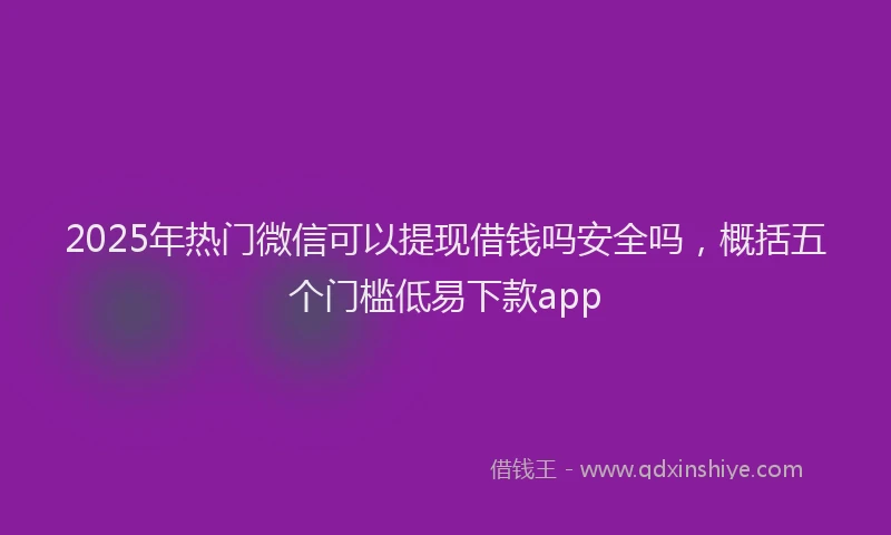 2025年热门微信可以提现借钱吗安全吗，概括五个门槛低易下款app
