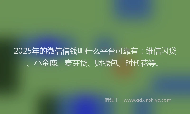 2025年的微信借钱叫什么平台可靠有：维信闪贷、小金鹿、麦芽贷、财钱包、时代花等。