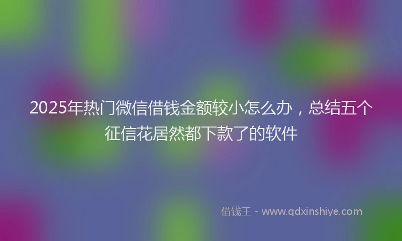 2025年热门微信借钱金额较小怎么办，总结五个征信花居然都下款了的软件