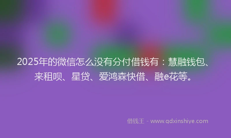 2025年的微信怎么没有分付借钱有：慧融钱包、来租呗、星贷、爱鸿森快借、融e花等。