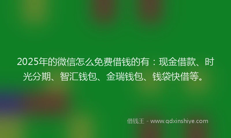 2025年的微信怎么免费借钱的有：现金借款、时光分期、智汇钱包、金瑞钱包、钱袋快借等。