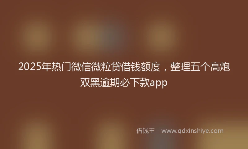 2025年热门微信微粒贷借钱额度，整理五个高炮双黑逾期必下款app