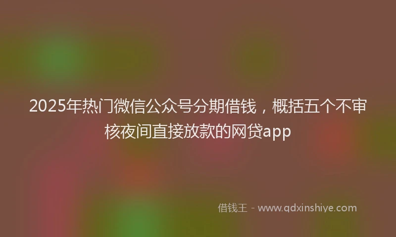 2025年热门微信公众号分期借钱，概括五个不审核夜间直接放款的网贷app
