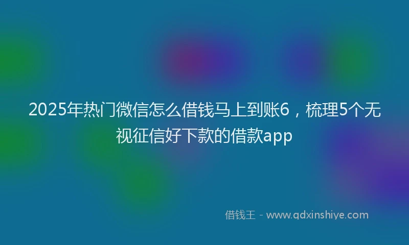 2025年热门微信怎么借钱马上到账6，梳理5个无视征信好下款的借款app