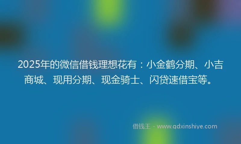 2025年的微信借钱理想花有：小金鹤分期、小吉商城、现用分期、现金骑士、闪贷速借宝等。