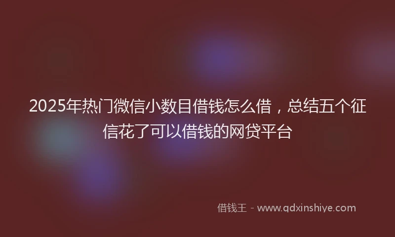 2025年热门微信小数目借钱怎么借，总结五个征信花了可以借钱的网贷平台