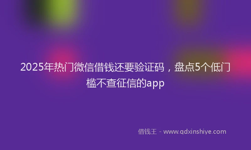 2025年热门微信借钱还要验证码，盘点5个低门槛不查征信的app