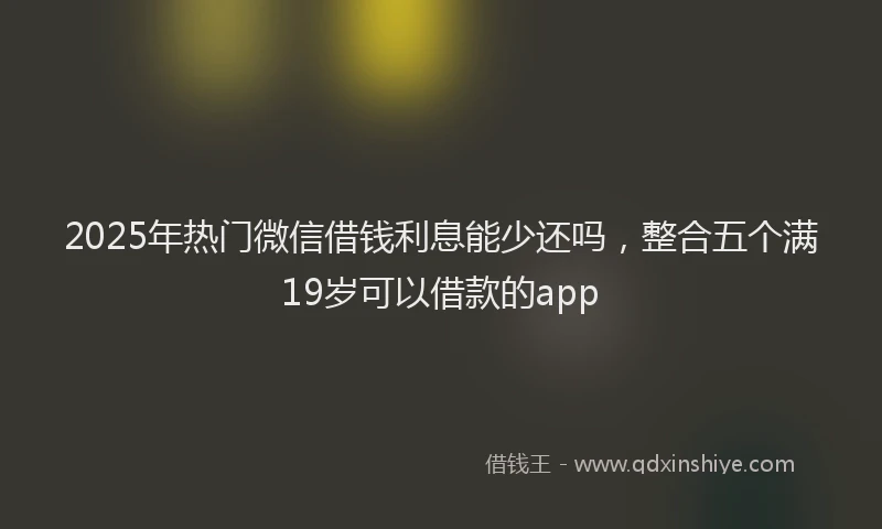 2025年热门微信借钱利息能少还吗，整合五个满19岁可以借款的app