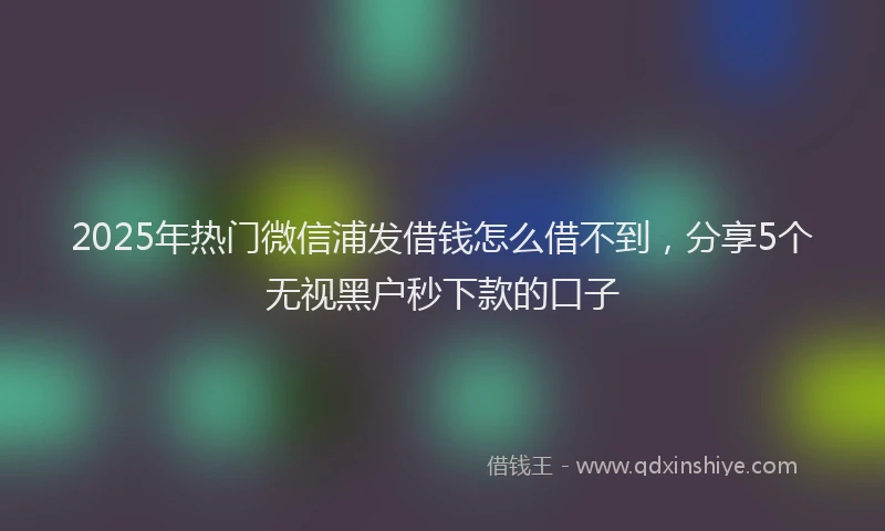 2025年热门微信浦发借钱怎么借不到，分享5个无视黑户秒下款的口子