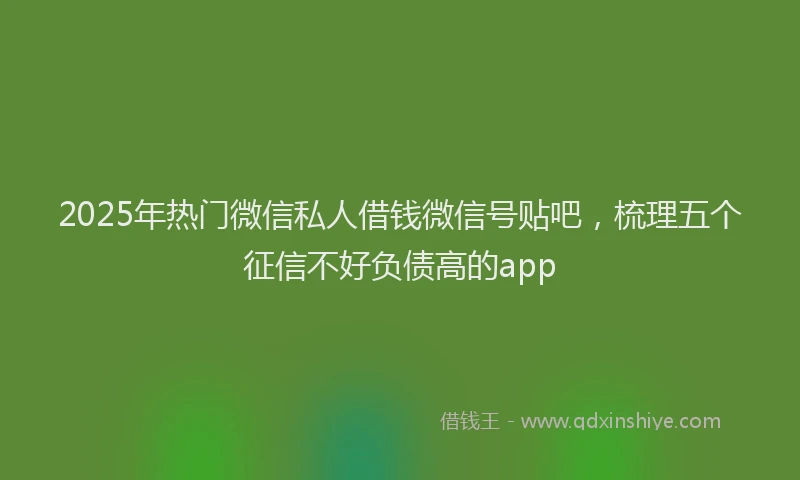 2025年热门微信私人借钱微信号贴吧，梳理五个征信不好负债高的app
