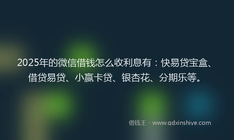 2025年的微信借钱怎么收利息有：快易贷宝盒、借贷易贷、小赢卡贷、银杏花、分期乐等。