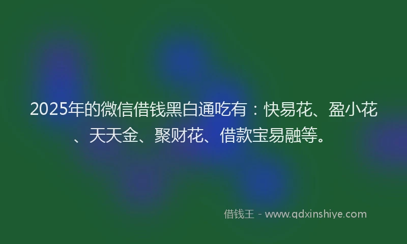 2025年的微信借钱黑白通吃有：快易花、盈小花、天天金、聚财花、借款宝易融等。
