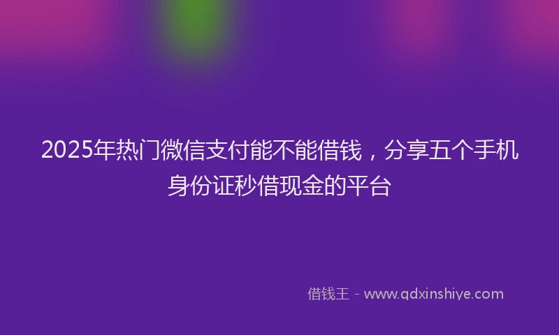 2025年热门微信支付能不能借钱，分享五个手机身份证秒借现金的平台