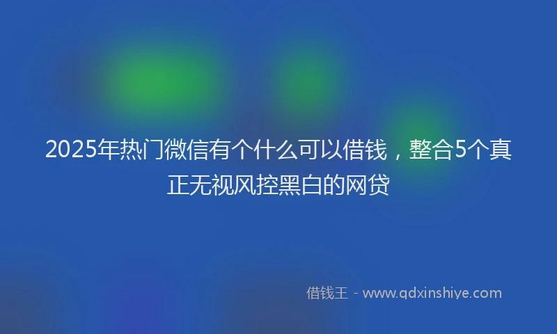 2025年热门微信有个什么可以借钱，整合5个真正无视风控黑白的网贷