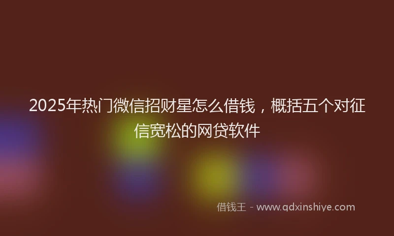 2025年热门微信招财星怎么借钱，概括五个对征信宽松的网贷软件