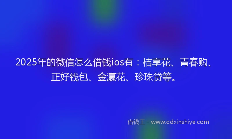 2025年的微信怎么借钱ios有：桔享花、青春购、正好钱包、金瀛花、珍珠贷等。