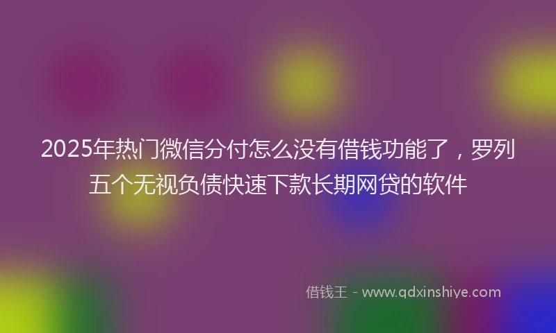 2025年热门微信分付怎么没有借钱功能了，罗列五个无视负债快速下款长期网贷的软件