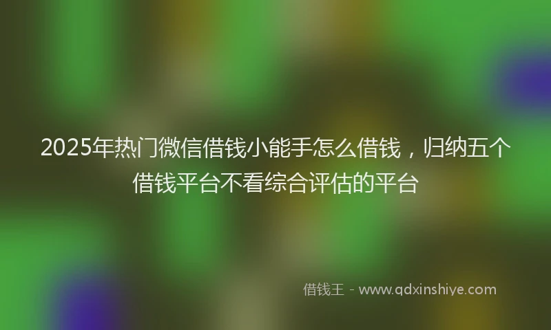 2025年热门微信借钱小能手怎么借钱，归纳五个借钱平台不看综合评估的平台