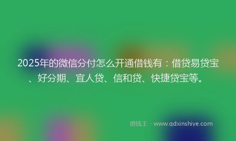 2025年的微信分付怎么开通借钱有：借贷易贷宝、好分期、宜人贷、信和贷、快捷贷宝等。