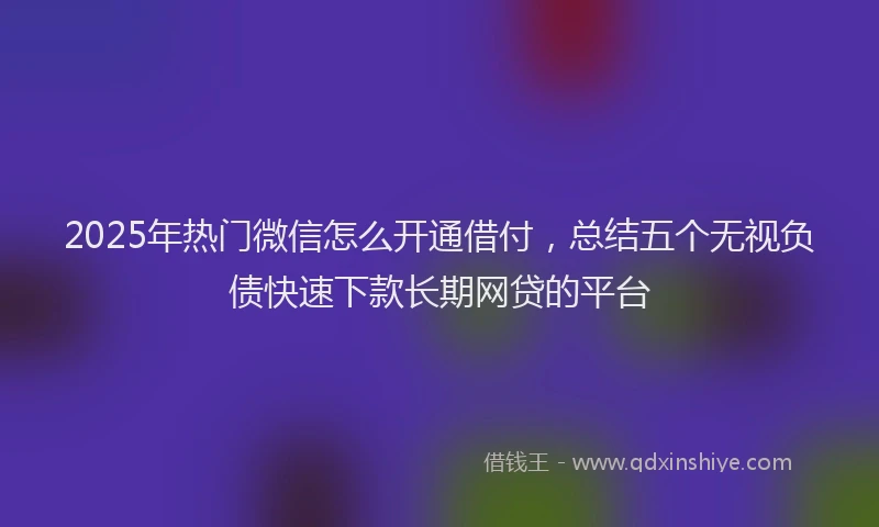 2025年热门微信怎么开通借付，总结五个无视负债快速下款长期网贷的平台