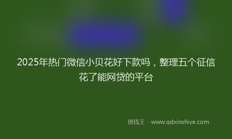 2025年热门微信小贝花好下款吗，整理五个征信花了能网贷的平台