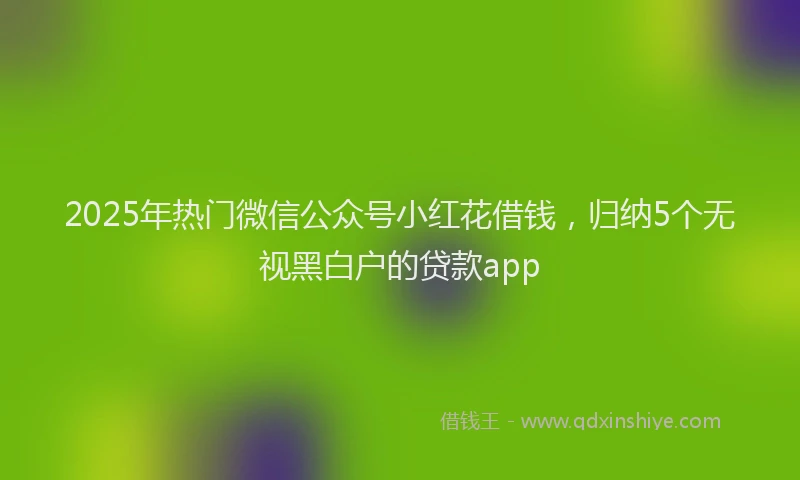 2025年热门微信公众号小红花借钱，归纳5个无视黑白户的贷款app
