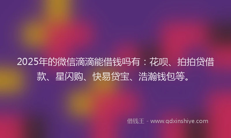 2025年的微信滴滴能借钱吗有：花呗、拍拍贷借款、星闪购、快易贷宝、浩瀚钱包等。