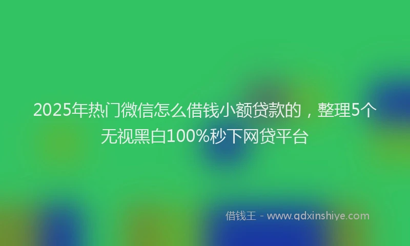 2025年热门微信怎么借钱小额贷款的，整理5个无视黑白100%秒下网贷平台