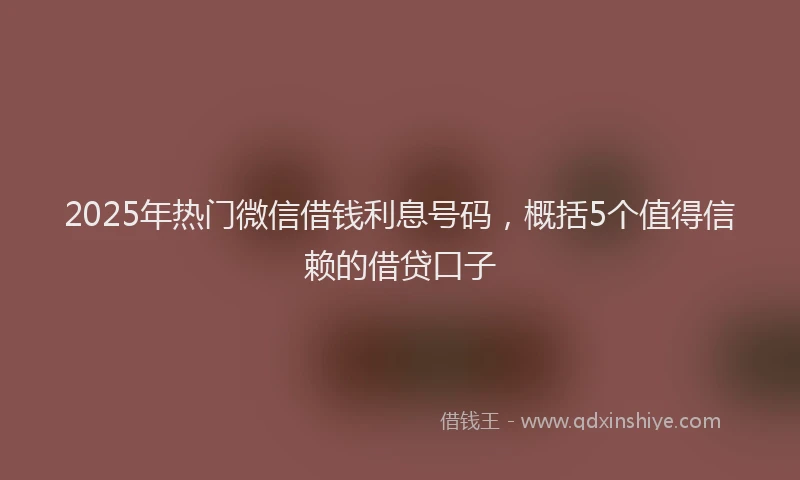 2025年热门微信借钱利息号码，概括5个值得信赖的借贷口子
