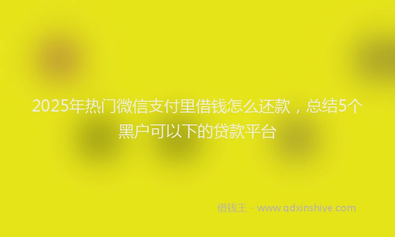 2025年热门微信支付里借钱怎么还款，总结5个黑户可以下的贷款平台