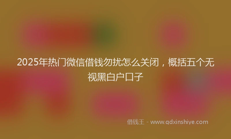 2025年热门微信借钱勿扰怎么关闭，概括五个无视黑白户口子