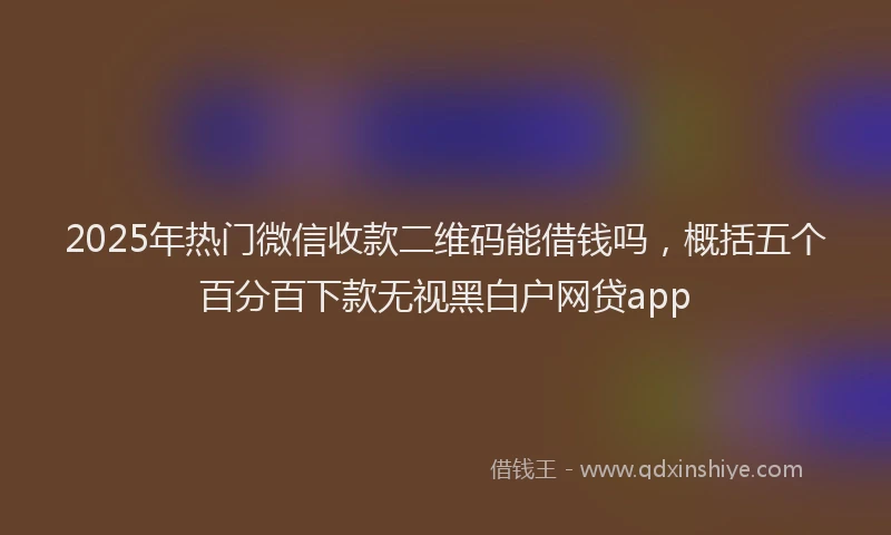 2025年热门微信收款二维码能借钱吗，概括五个百分百下款无视黑白户网贷app
