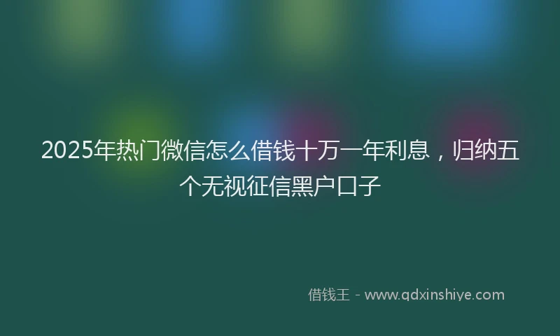 2025年热门微信怎么借钱十万一年利息，归纳五个无视征信黑户口子
