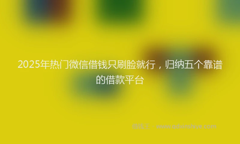 2025年热门微信借钱只刷脸就行，归纳五个靠谱的借款平台