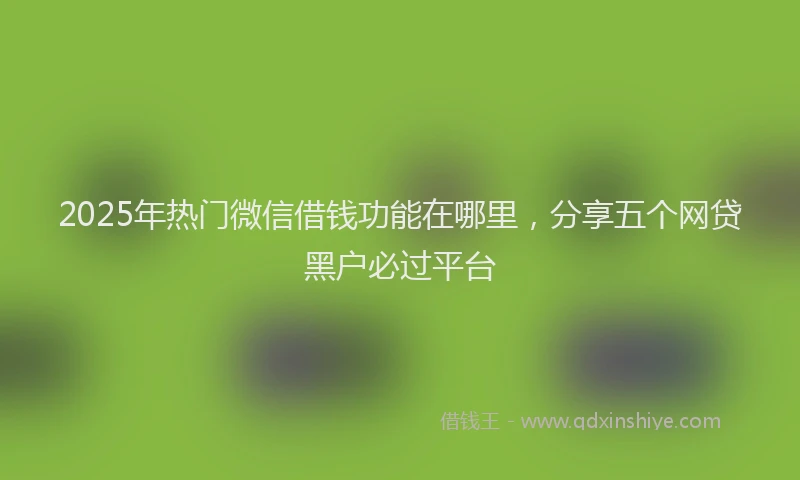 2025年热门微信借钱功能在哪里，分享五个网贷黑户必过平台